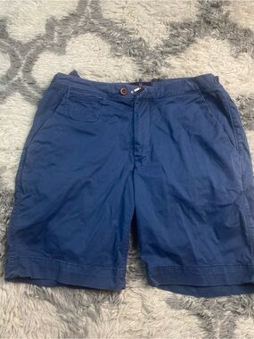 Psycho Bunny Chino Shorts Men 34 Blue Adjustable Waist Flat Front Twill See Pics